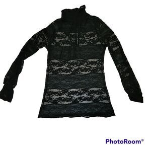 Love Culture Black Lace Long Sleeve Shirt Size Large